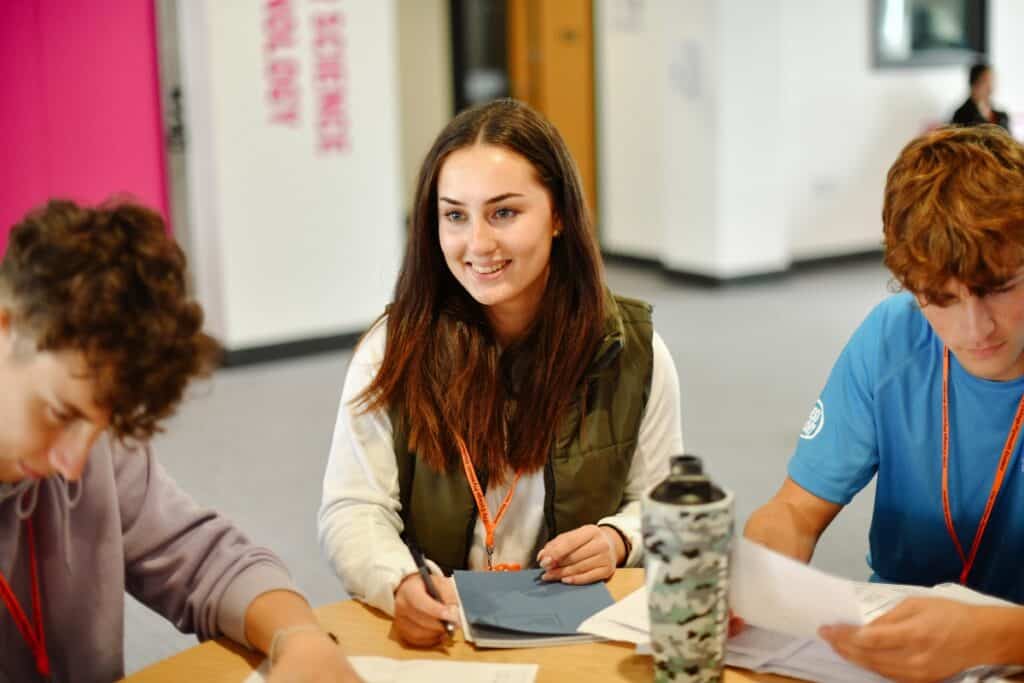 Students studying at City College