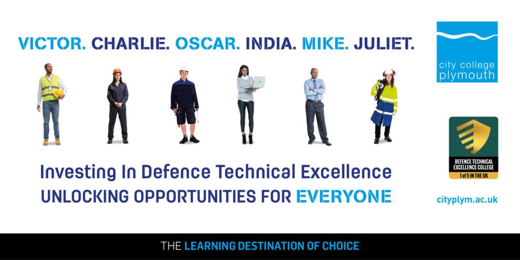 Students in uniform at City College Plymouth, showcasing diverse courses and professional attire.